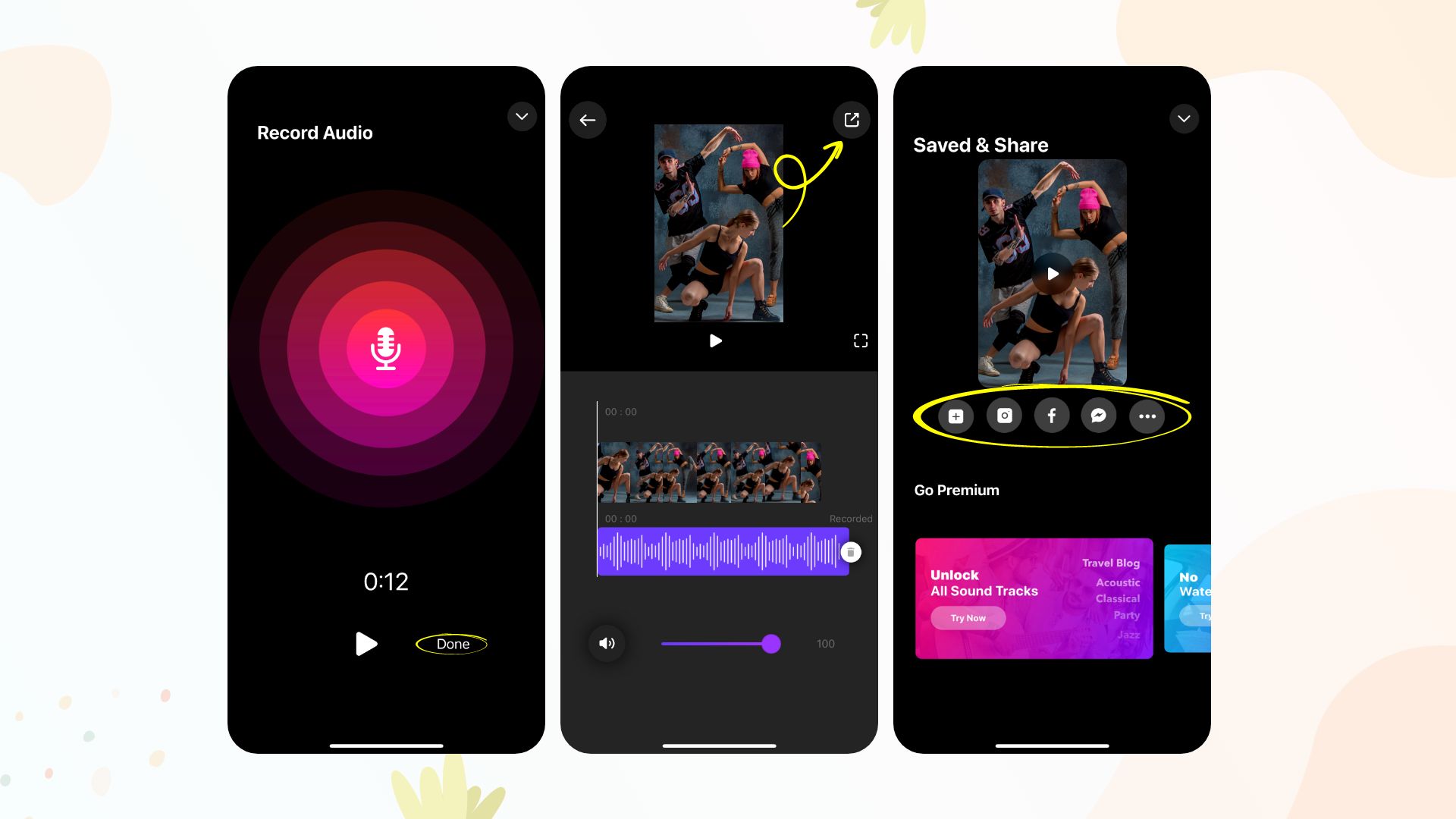 Gebruik de video-editor-app om voice-over toe te voegen aan video op iPhone