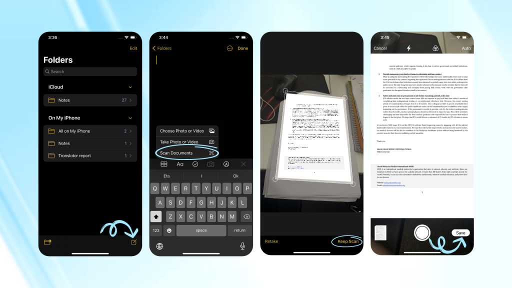 Schritte zum Scannen von Dokumenten auf dem iPhone mit der Notes-App 01