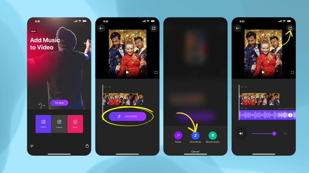 Stap-voor-stap proces over hoe je een muziekvideo maakt op iPhone met de Video Editor-app