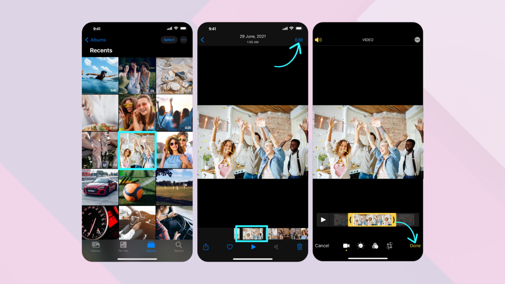 hoe maak je een video korter op iPhone met de Foto's app