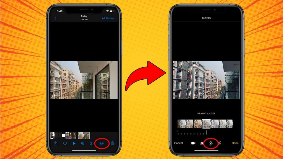 filters toevoegen aan video op iPhone